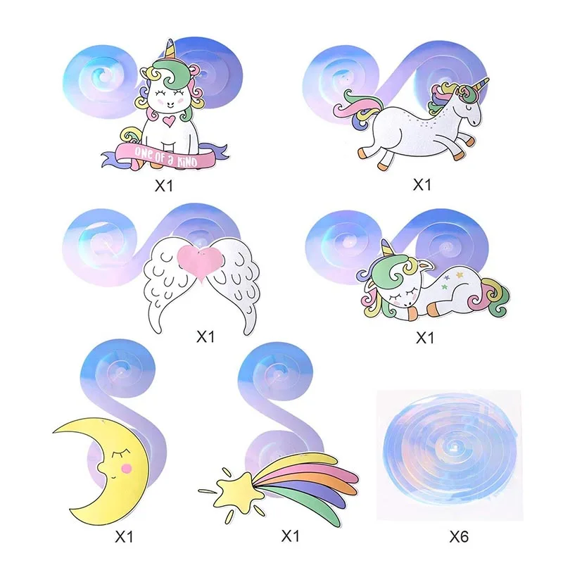 Unicorn Party Hanging Spiral Swirl Decorations Unicornio Ornaments Kids Girls Baby Shower 1st Birthday Party Supplies