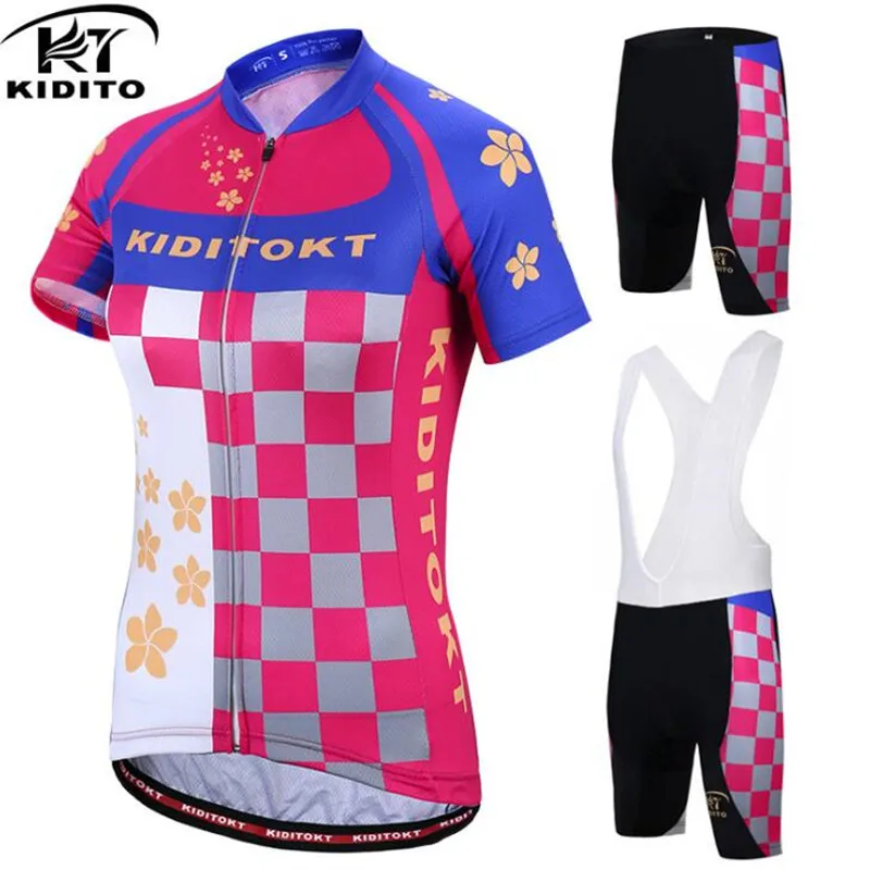 

KIDITOKT Cycling Clothing Summer Women Short Breathable Cycling Jersey Sets Mountain Bike Clothes Sport Wear Cycling Uniforms