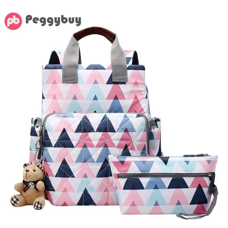 

2Pcs/set Fashion Mummy Backpack Maternity Nappy Dipper Bag Large Capacity Travel Backpack Colorful Baby Bag for Baby Care Bolsa
