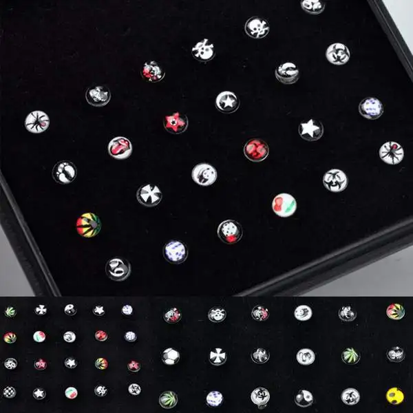 24pcs cristal strass Nose Ring Bone Stud Bar Acier Chirurgical Piercing