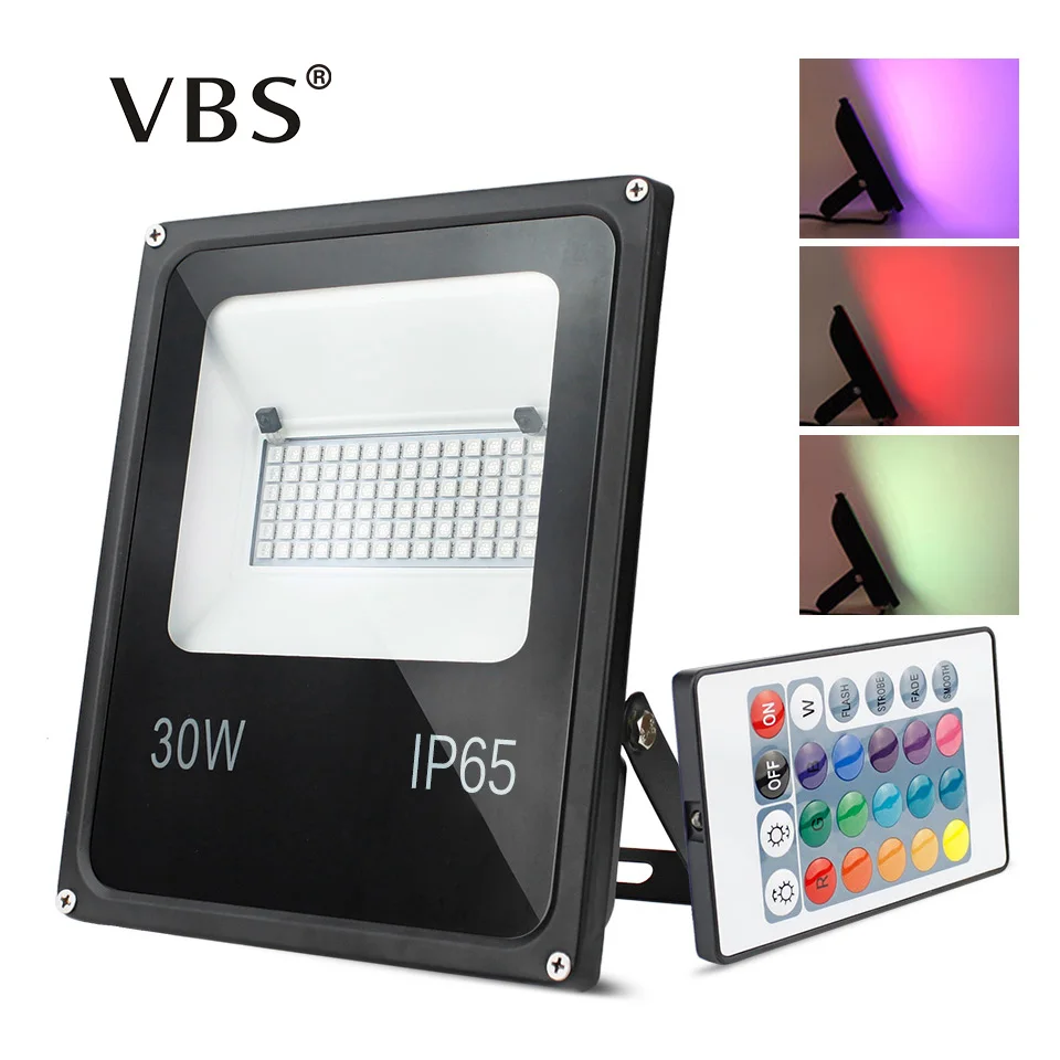 

20W 30W 50W Led Flood Light RGB With Remote 16 Colors Change Led Spotlight Outdoor Garden RGB Led Floodlight Remote No Battery