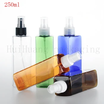 

30pcs 250ml brown square plastic travel bottle with sprayer,refillable empty plastic perfume bottle for cosmetics packaging