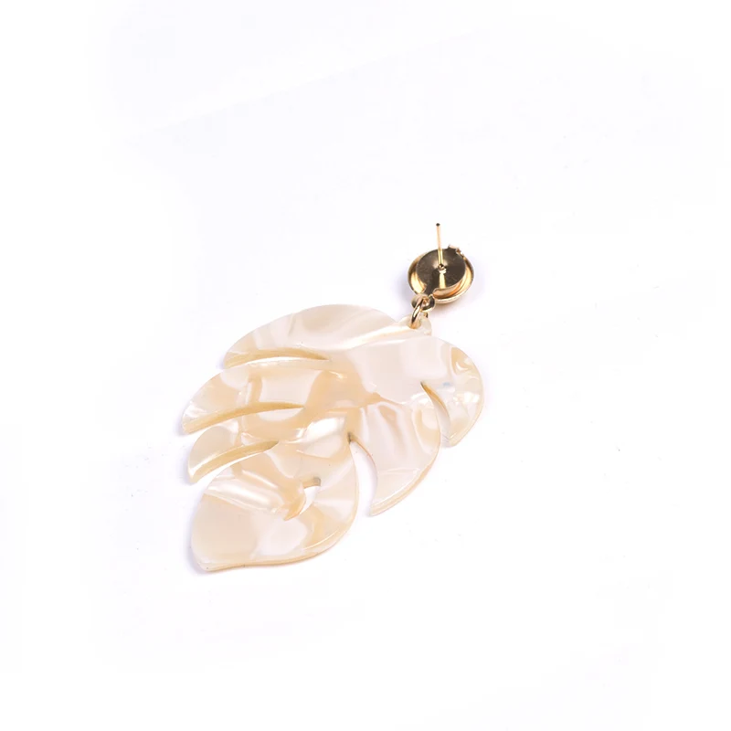 Vintage Long Resin Leaf Earrings for Women 2019 Big Metal Acrylic Dangle Drop Earings for Girls Fashion Summer Jewelry Brincos (6)