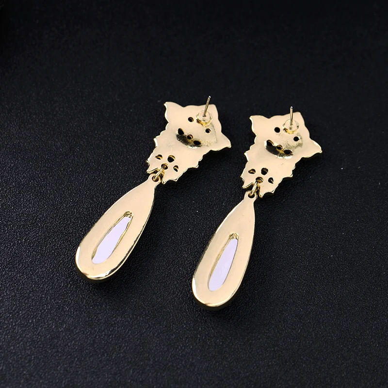 KISS ME Pink Synthetic Stone Enamel Teardrop Hanging Earrings Party New Drop Earrings for Women Brand Jewelry