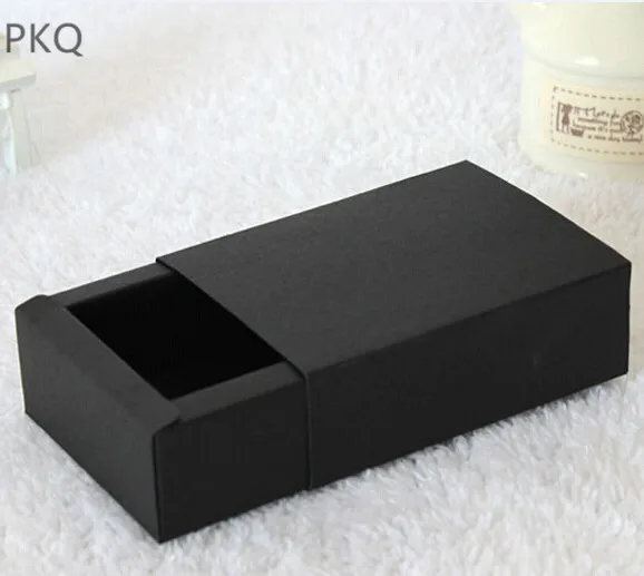 

7 sizes black gift packaging box with lid kraft carton paper gift drawer box brown Gift carton cardboard box for Tube Cosmetics