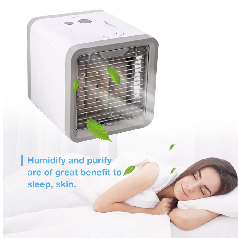 

New Mini Portable USB Air Conditioner Humidifier Purifier 7 Colors Light Desktop Air Cooling Fan Air Cooler Fan With Handle