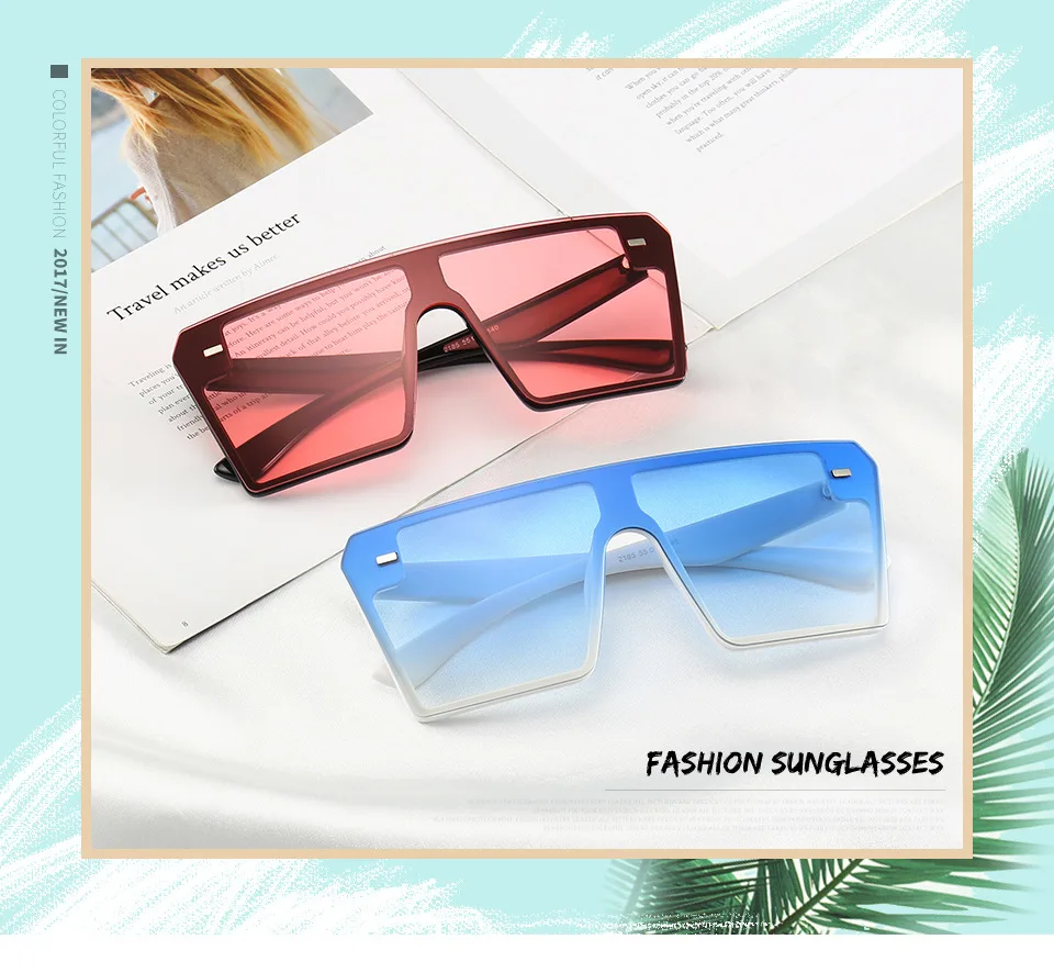 Большие квадратные солнцезащитные очки для женщин, модные, плоский верх, градиентные солнцезащитные очки для мужчин, без оправы, большая оправа Oculos