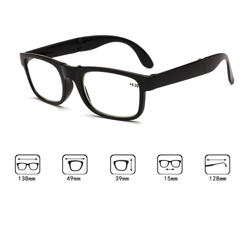 Унисекс Складные очки для чтения сложенные Висячие+ 1+ 1,5+ 2+ 2,5+ 3+ 3,5+ 4,0 пресбиопические очки полный кадр Прямая поставка