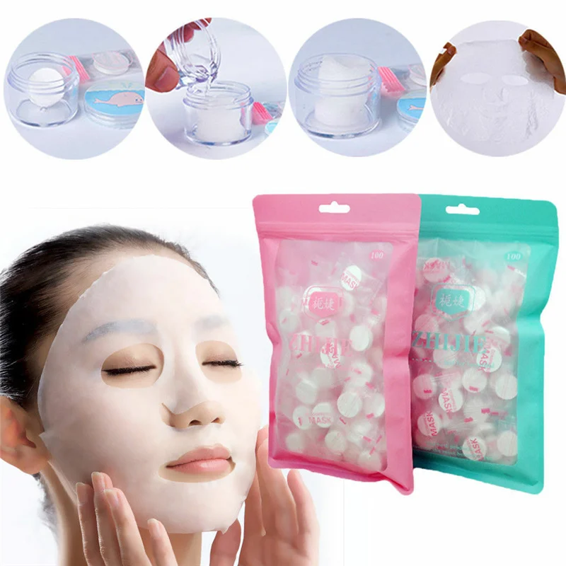 50/100pcs Compressed Cotton Face Mask Paper Disposable Facial Masks