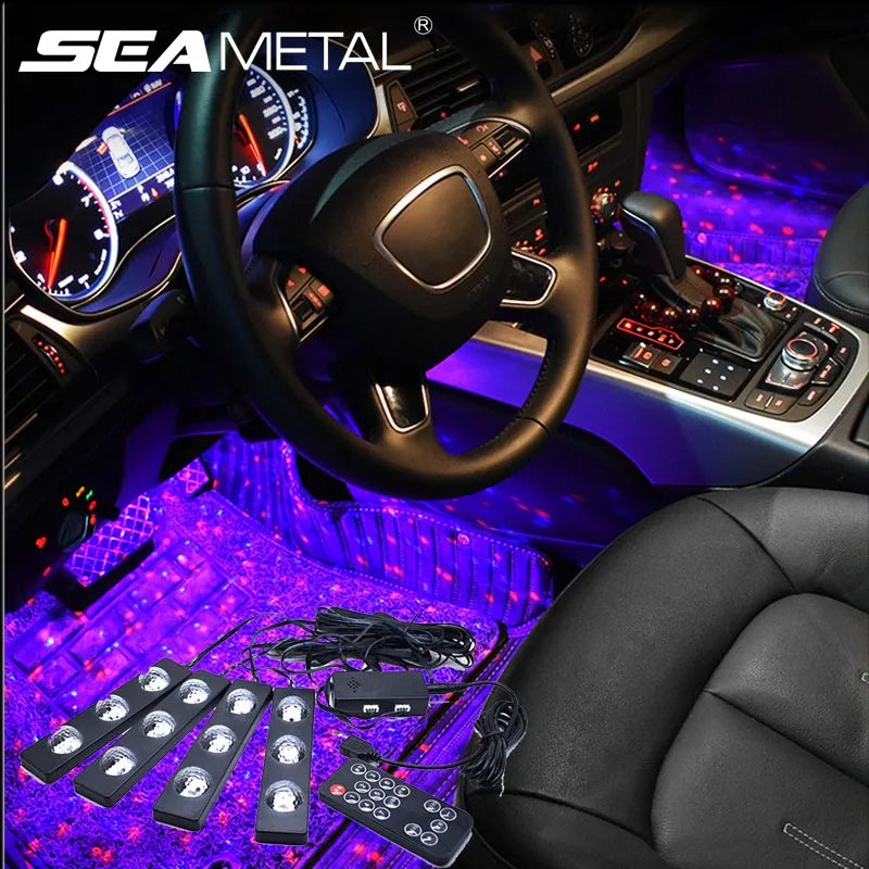 Автомобильный светильник ножной для салона автомобиля USB светодиодный