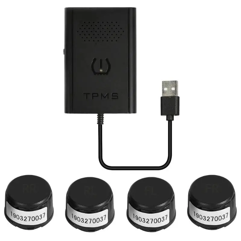 USB Android TPMS автомобильная система контроля давления в шинах с 4 внешними датчиками
