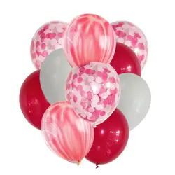 12 "Красный Мрамор шары букет красный, белый конфетти шар для вечерние Детские 1st на день рождения Свадебная вечеринка украшения