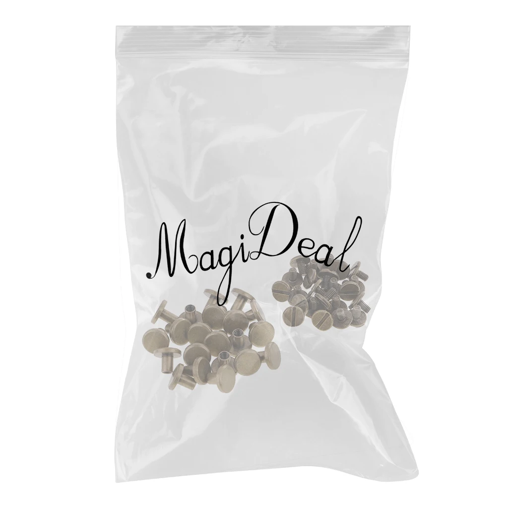 20 Sets 8mm Solid Brass Round Rivet Screw Studs for DIY Leathercraft Accessories