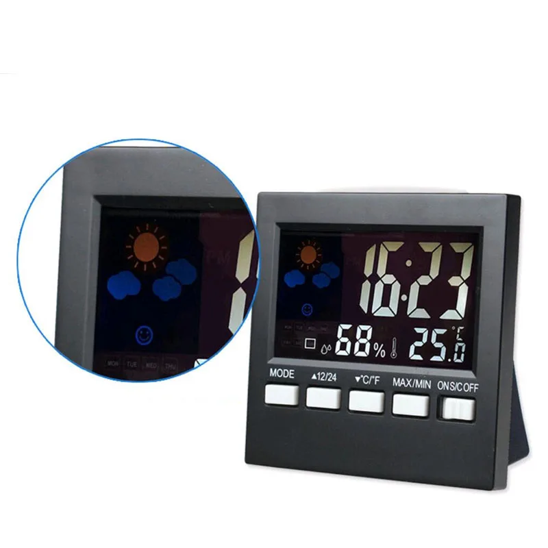 

LCD Digital Thermometer Hygrometer Indoor Electronic Temperature Humidity Meter Clock Weather Station GQ999