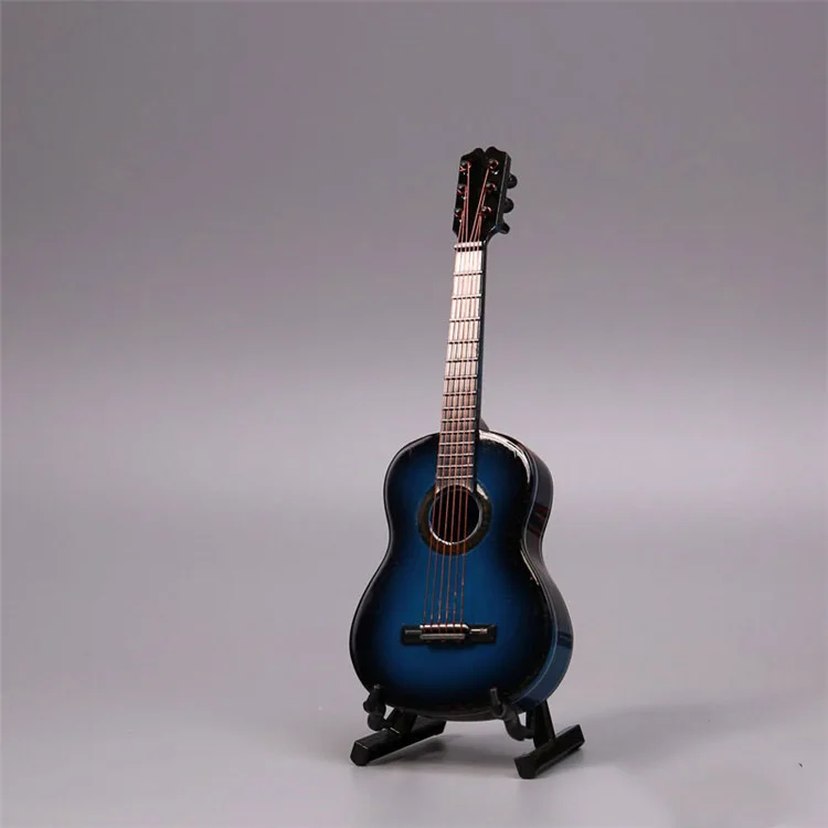 Mini Guitar 1/6 Scale Model Classic Style Blue Color Action Figures BJD Dolls  Accessories Collections