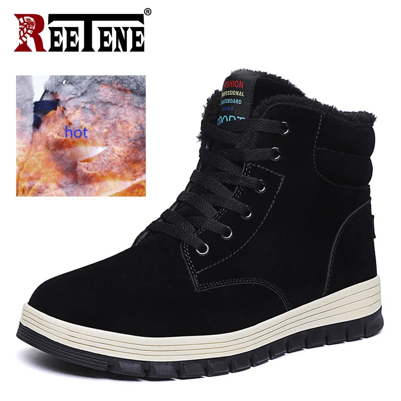 

REETENE Super Warm Winter Men Boots High Quality Soft Pu Snow Boots Men Waterproof Footwear Work Shoes Men Ankle Boots Size39-48