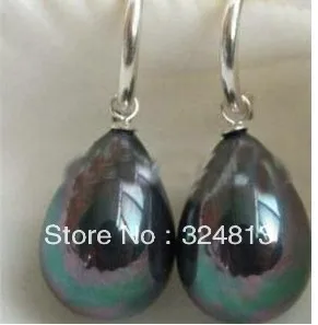 Потрясающие! 12x16 мм черные морские жемчужные серьги|shell pearl earrings|pearl shell earringsshell