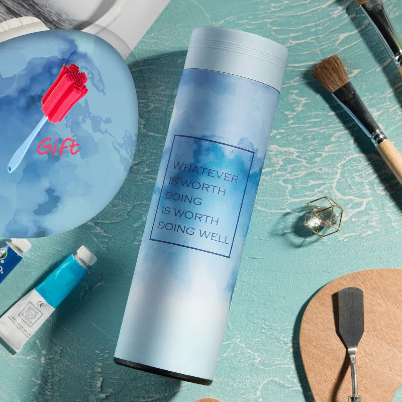 Blue Fog Модный многофункциональный термос из нержавеющей стали для кофе, чая, молока, Термокружка Для Путешествий, Походов, Кемпинга, офиса, термо-бутылка для детей, портативная - Цвет: Blue Fog