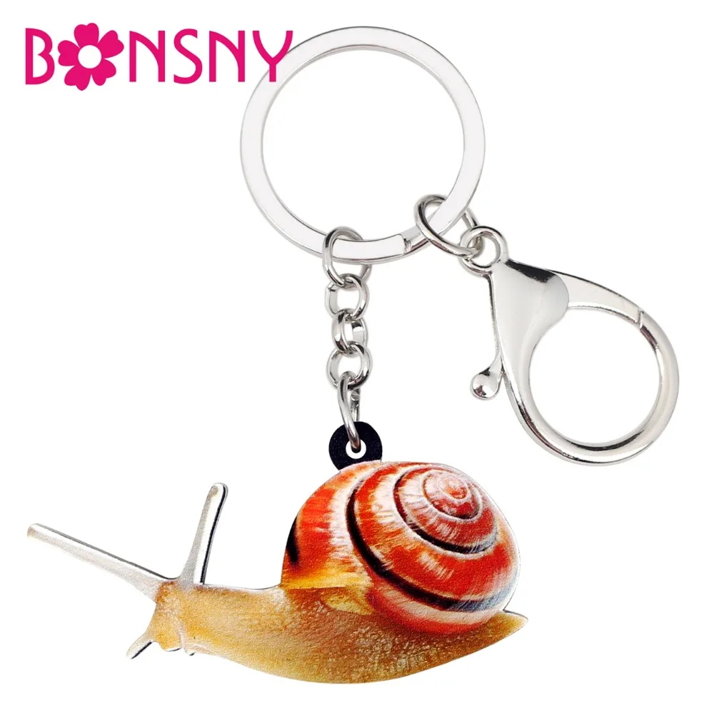 Bonsny эффектные акриловые аниме милые улитки цепочки брелок кольца животные