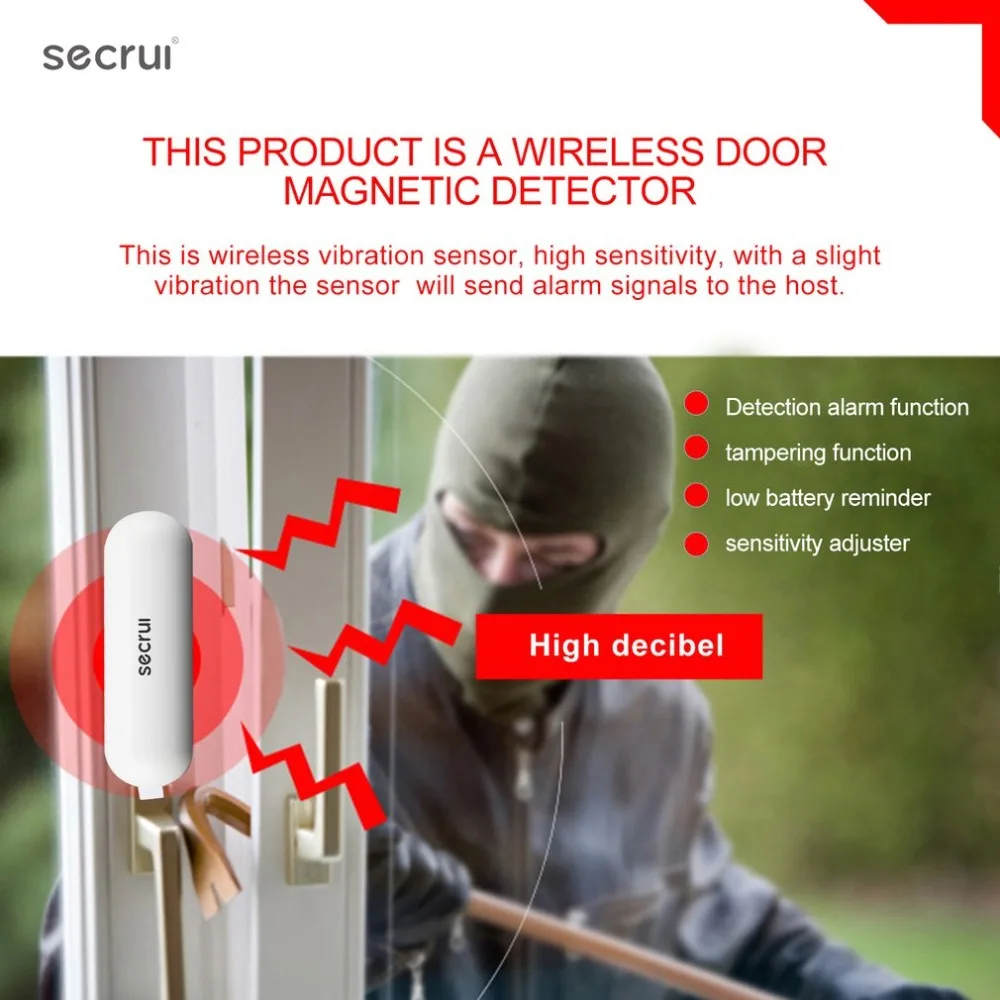 

SECRUI D026 Window Door Magnet Sensor Detector Portable Alarm Sensors Smart Home Detectors Wireless For SECRUI Alarm System