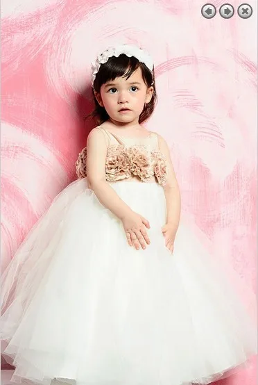 

free shipping new 2014 Wedding Party Dresses Girl's Pageant Gowns Princess dresses white long ball dresses Flower Girl Dresses