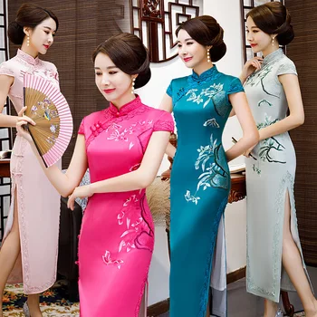 

New Arrival Chinese Women's Elegant Qipao Classic Silm Embroidery Dress Cheongsam Sexy Dress Clothing Plus Size M - XXXXL