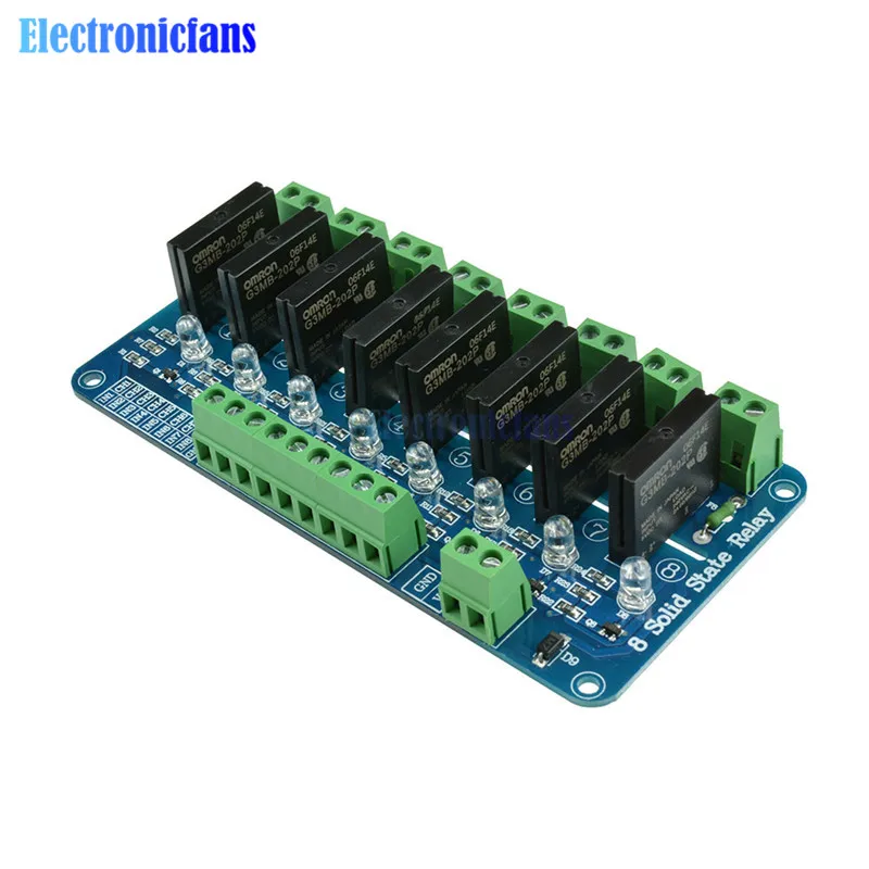 AC 250V 2A 8 канальный релейный модуль для OMRON реле SSR G3MB-202P твердотельные реле модуль для Arduino низкий уровень триггер с предохранителя светодиодный