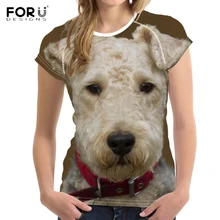 FORUDESIGNS/повседневные женские летние футболки с милым 3D принтом собаки лакеланд терьера женские короткие футболки с круглым вырезом брендовая дизайнерская футболка