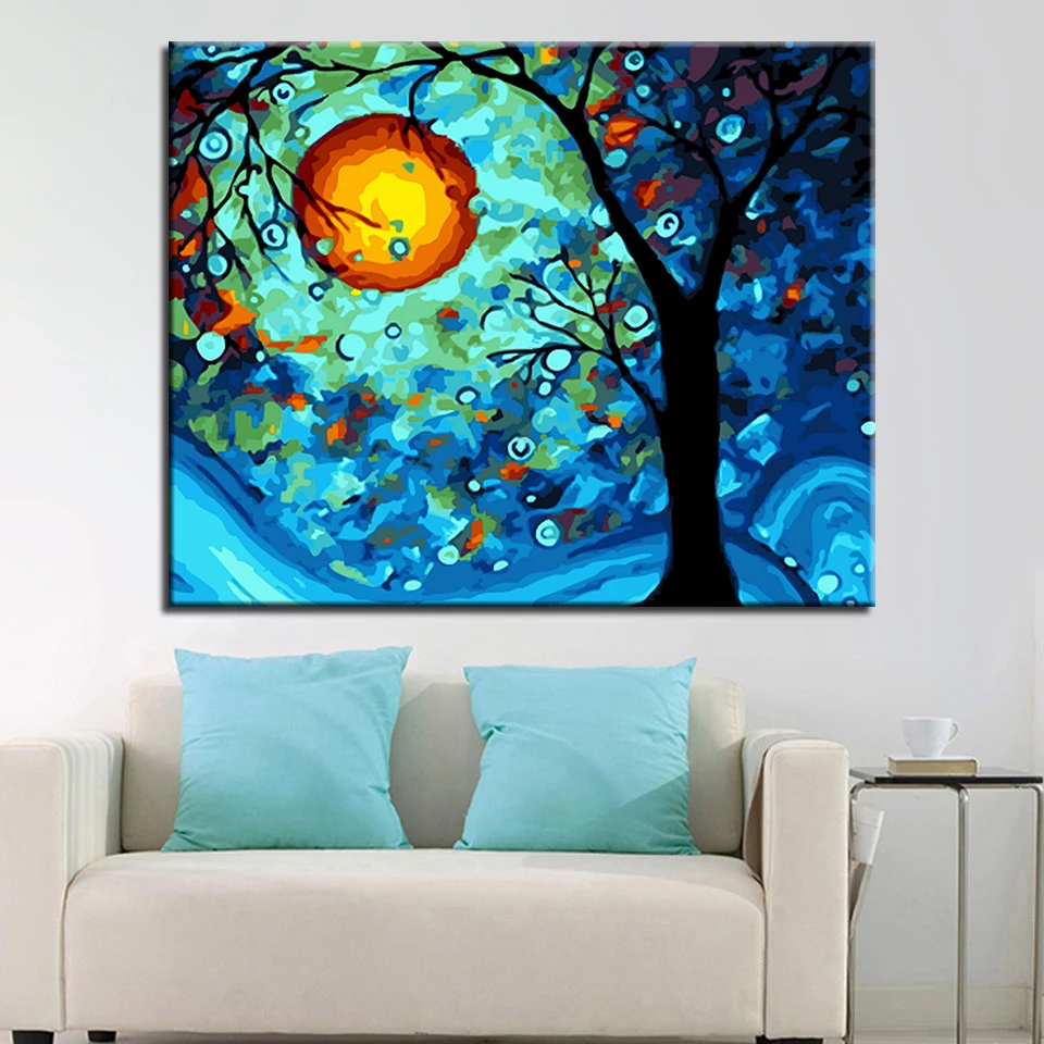 

Oil Framework Wall Art Picture Abstract Tree DIY Digital Painting By Numbers Modern Fashion Canvas Unique Gift For Home Decor
