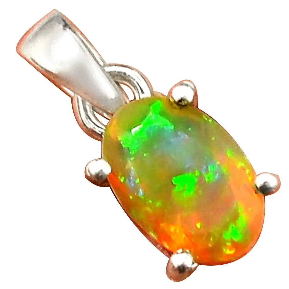 

NiaoZaiFei YunZaiKan Genuine Faceted Ethiopian Opal Pendant 925 Sterling Silver, 19 mm, MHBAP6216