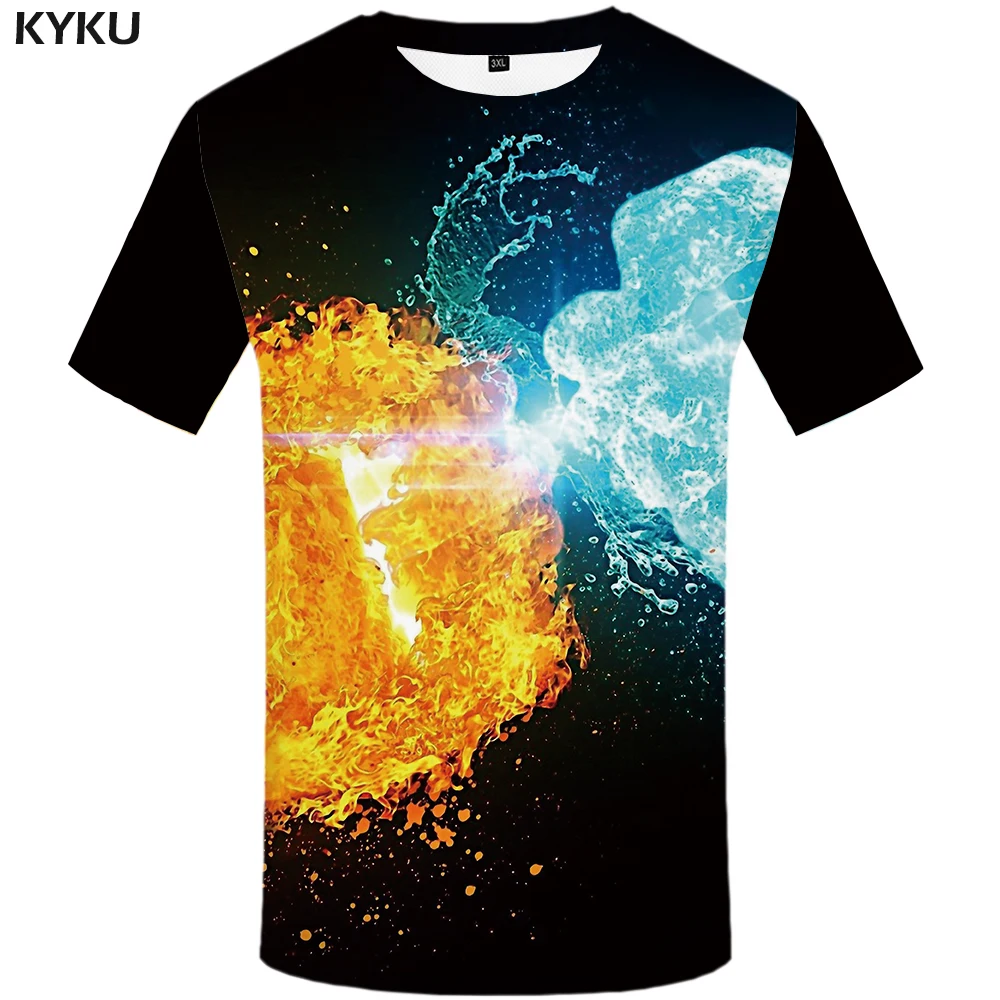 

Funny T shirts Skull T-shirt Men Flame Anime Clothes Punk Rock Shirt Print Gothic T-shirts 3d Tshirt Printed Short Sleeve