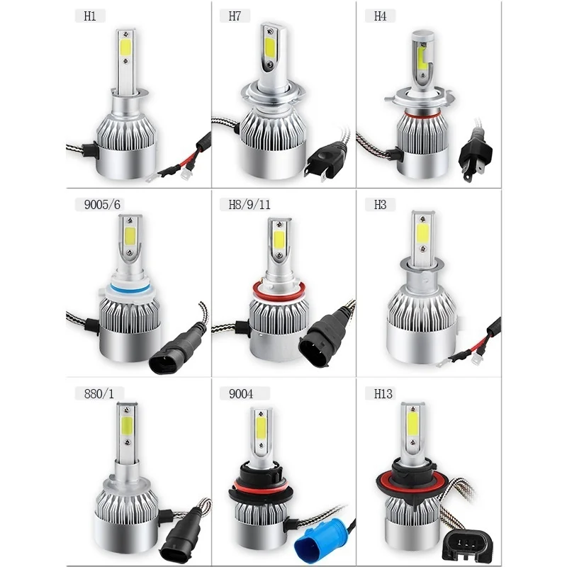 LED Headlight Bulb H1 H3 H4 H7 H8/9/11 H13 Car Auto Bulb Lamp 9004 9005 9006 9007 9012 880 881 COB 2PCS Car Kit LED Headlight Bulb H1 H3 H4 H7 H8/9/11 H13 Car Auto Bulb Lamp 9004 9005 9006 9007 9012 880 881 COB 2PCS Car Kit