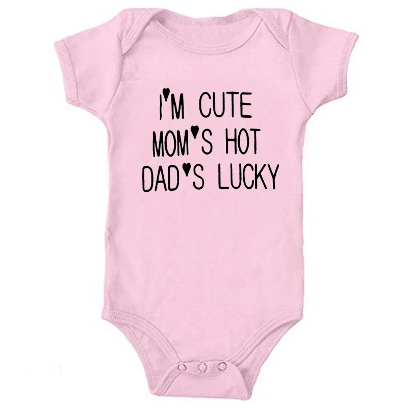 Комбинезоны для новорожденных с надписью «I'm Cute Mom'S», Лидер продаж, черные хлопковые комбинезоны для детей Одежда-унисекс для младенцев