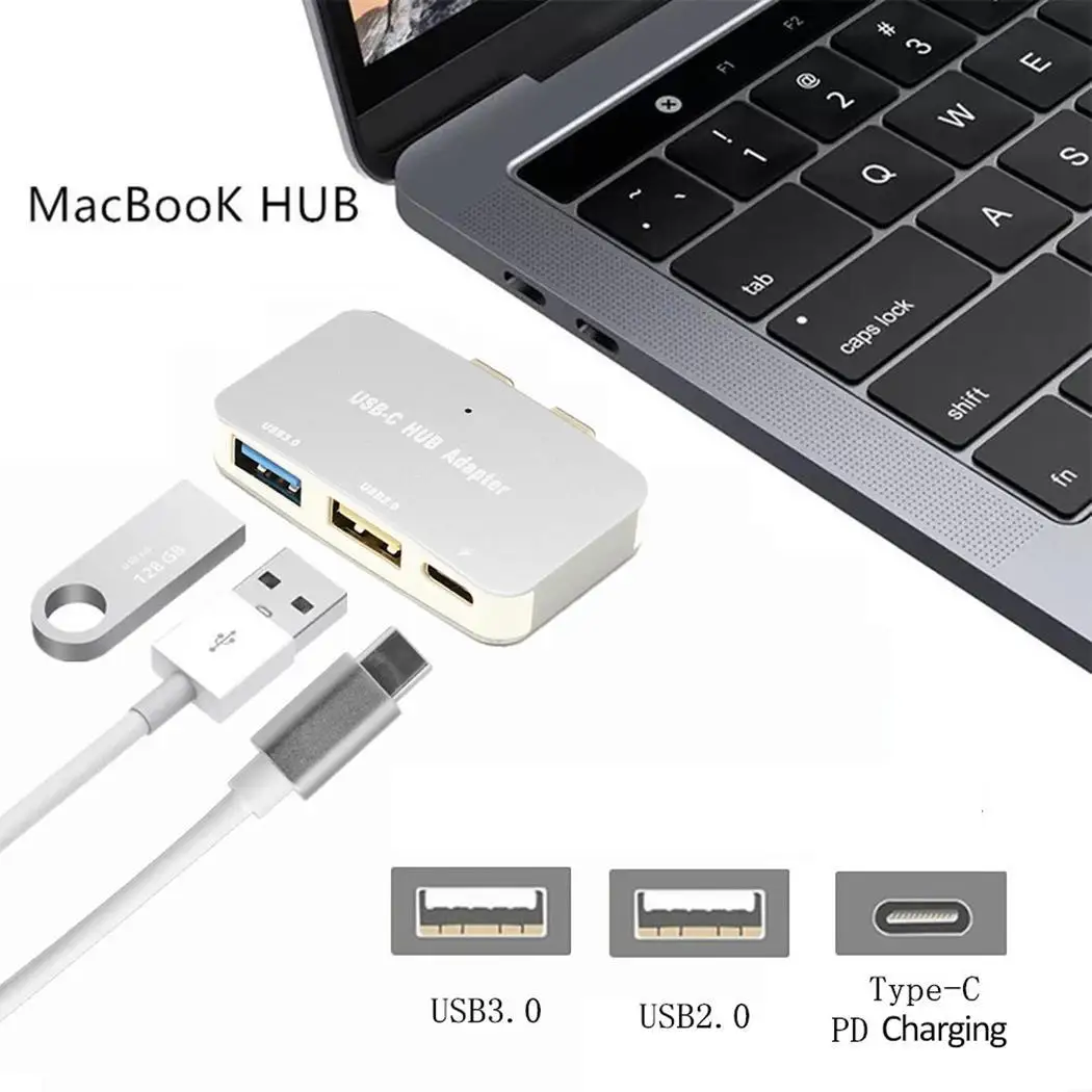 Двойной USB3.1 type-C к USB3.0/2,0 концентратор PD серебристый, серый адаптер для зарядки 20A/5V двойной высокоскоростной интерфейс