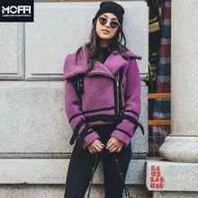 MOFFI, зимняя новинка, овечья шерсть, теплая, модная, тонкая, Женская куртка, с отложным воротником, зимнее пальто, 175902