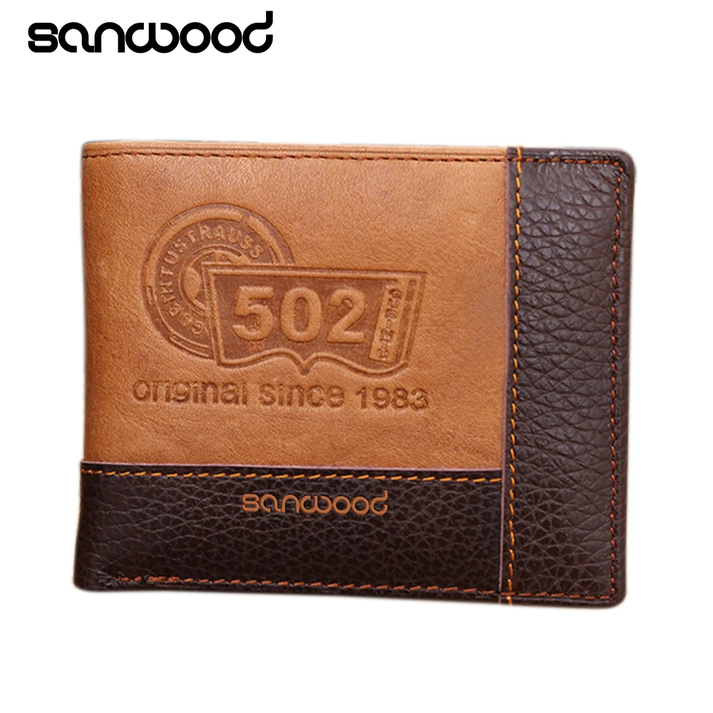 

Men Coffee Full-Grain Leather Bifold Wallet Credit Card Holder Slim Coin Purse 9XRY