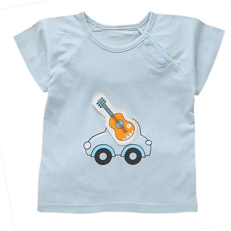 Лидер продаж, летняя повседневная футболка для маленьких мальчиков и девочек, футболка с короткими рукавами и принтом для новорожденных, Одежда для новорожденных, От 0 до 2 лет
