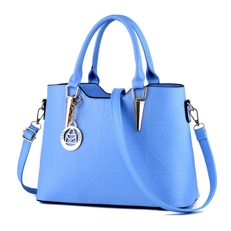 Elegant Women Handbag Casual Light Blue PU Office Lady Shoulder Bag Tote Crossboday Messenger