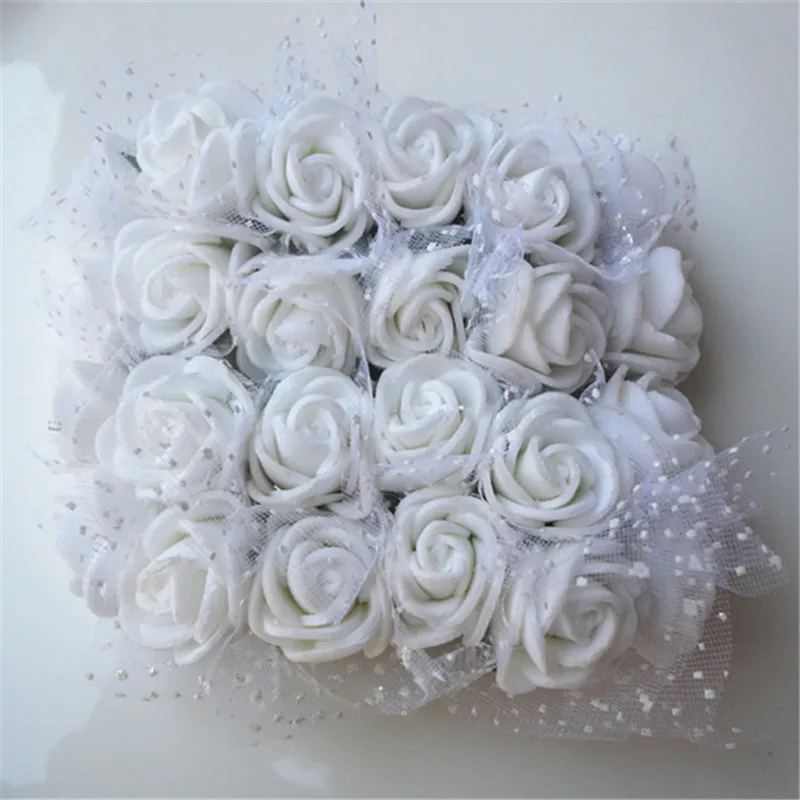 

12pcs/lot 2cm Mini Artificial Rose Flowers Party Wedding decoration for home PE Foam flowers wreaths Artificial roses Head