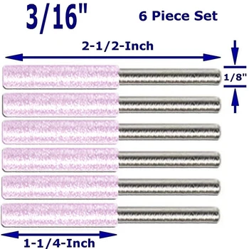 

6Pc 3/16" Diamond Chainsaw Sharpener Burr Stone File Fit for Craftsman 1/8"Shank