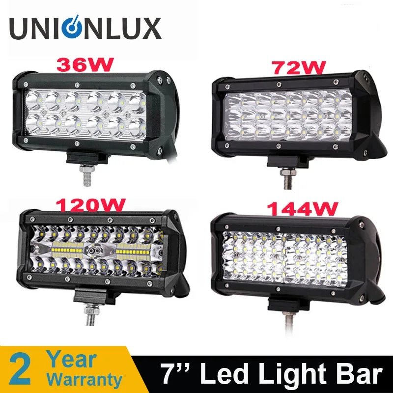 2/3/4 Rows 7Inch 36w 72w 120w 144w LED Light Bar for Car Tractor Boat OffRoad 4WD 4x4 Truck SUV ATV 12V 24V Driving Lamp | Автомобили и
