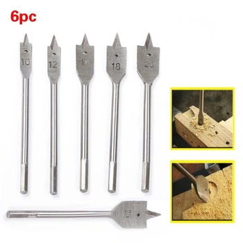 

DIY Wood Working Tools 6PCS Quick Change Spade Paddle Flat Wood Boring Power Drill Bit Set Assorted Sizes 10/12/16/18/20/25mm