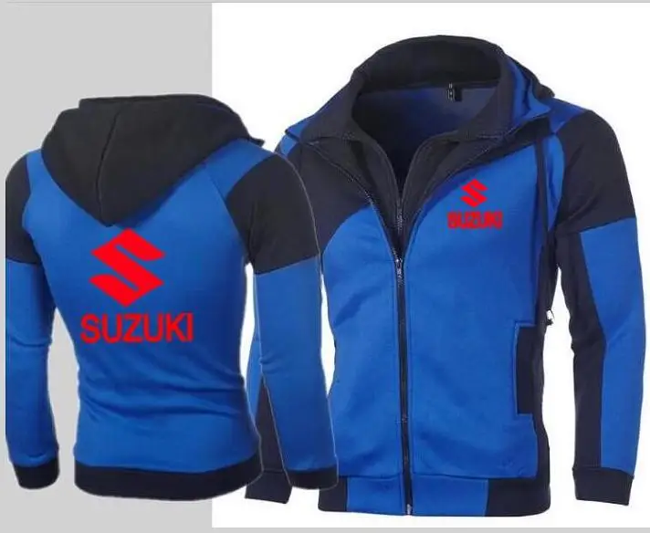 

Free Shipping Fashion Suzuki Hoodie Personality Color Double Zip Hooded Cardigan Suzuki Car Jacket Sweatshirt