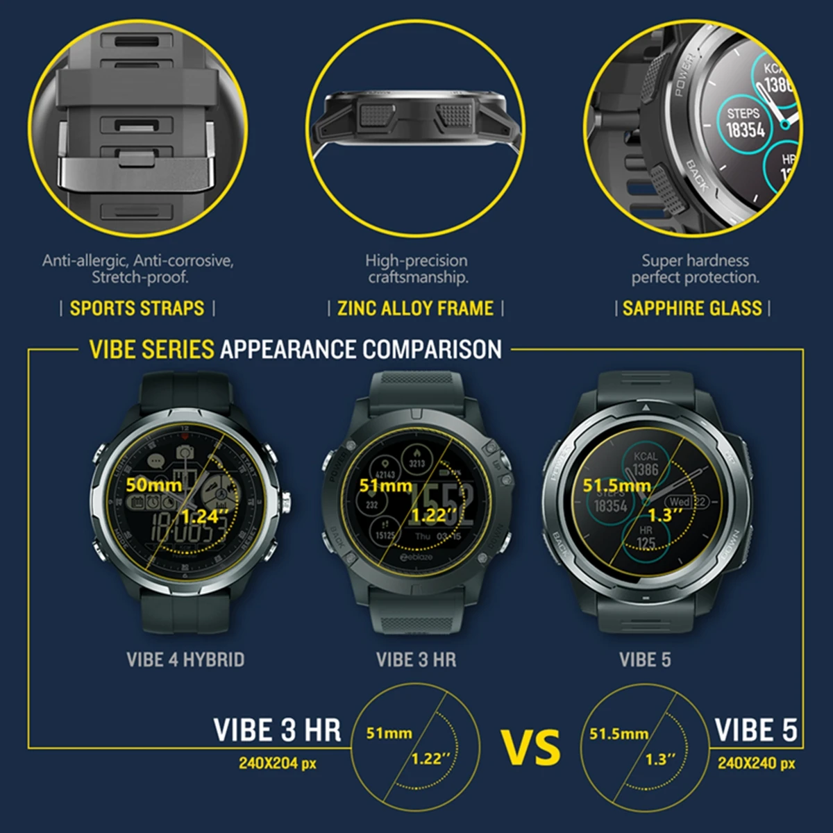 Zeblaze VIBE 5 IP67 Waterproof Smart Watch Bracelet Bluetooth Sport Watch Heart Rate Sleep Monitor 1.3 inch IPS Screen