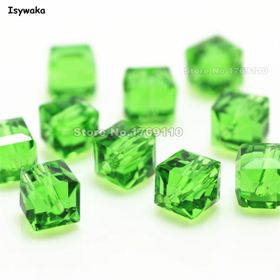 

Isywaka, 100 шт., 8 мм, темно-зеленый цвет, квадратные Австрийские хрустальные бусины, очаровательные стеклянные бусины, бусины для самостоятельного изготовления ювелирных изделий