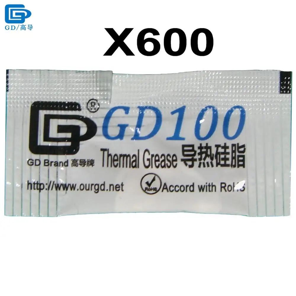 

GD100 Thermal Grease Paste Silicone Plaster Heatsink Compound 600 Pieces Net Weight 0.5 Gram White Mini Bag Packing For CPU MB05