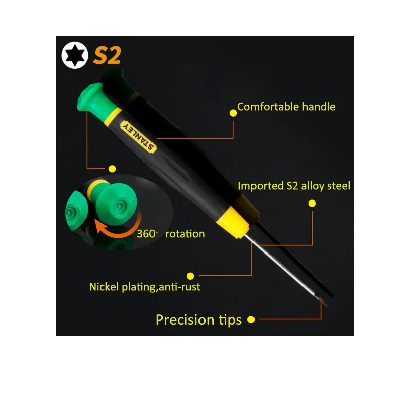 Прецизионная мини-отвертка с микро-отверткой Стэнли 1 шт. T4 T5 T6 T7 T8 T9 T10 отвертки вращающиеся сверху без отверстия S2 легированная сталь