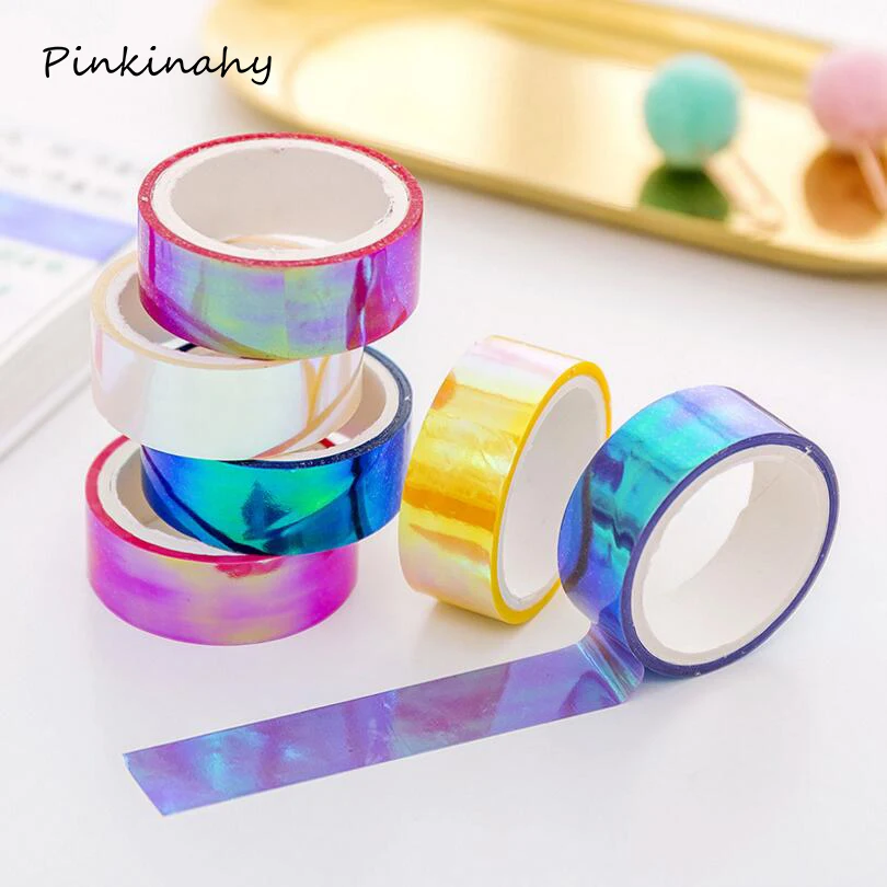 Золотая розовая Синяя лазерная красочная лента washi Набор сделай сам декоративная