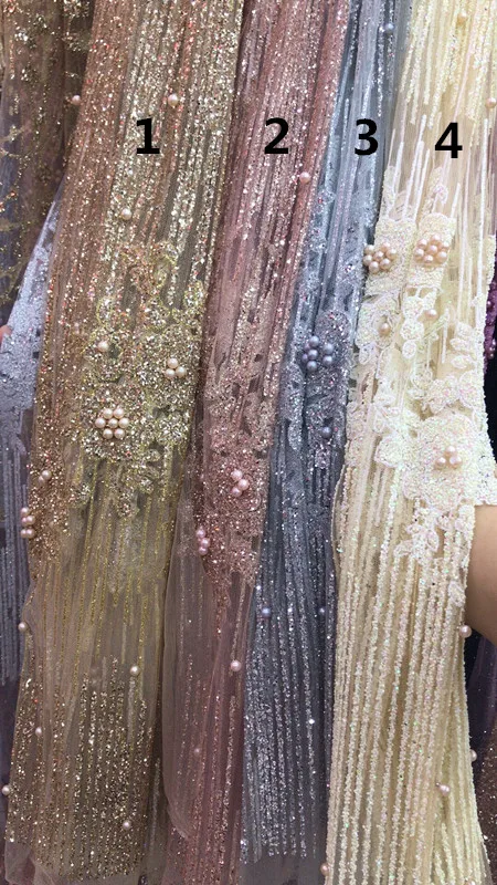 

sparkly ZH-51515 with glued glitters sequins African lace fabric glitter shinny for party or wedding