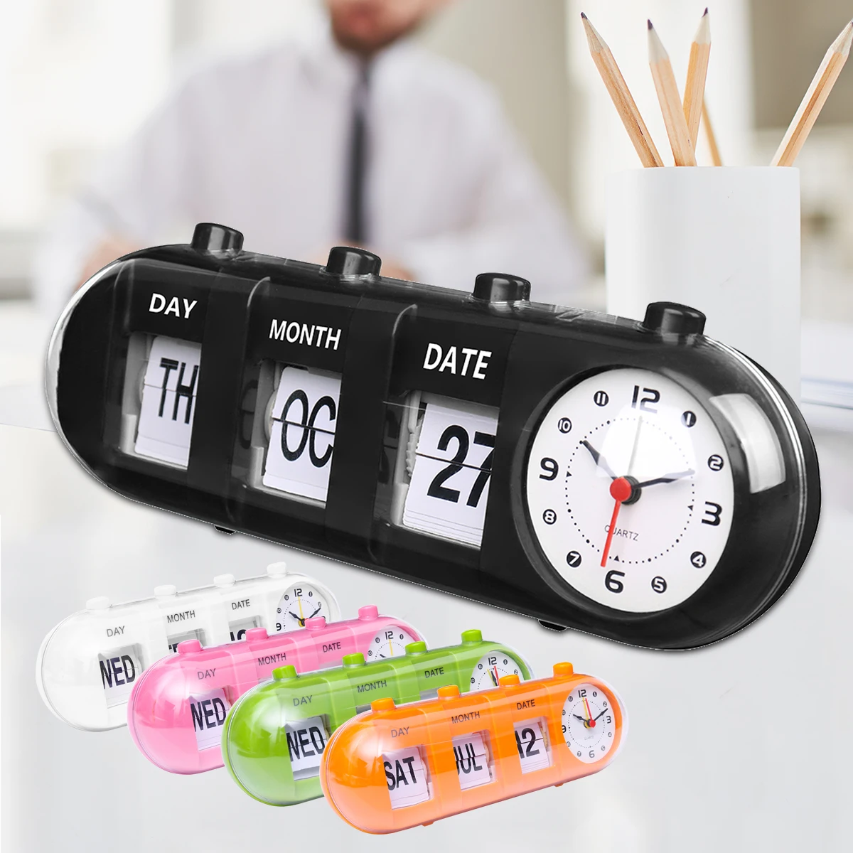 

Digital Clock Quartz Bedroom Desk Alarm Clock Day Flip Date Calendar Display Time For Child Reveil Enfant Get Up Home Decor Gift